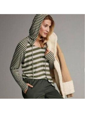 Cabi Playoff Green Striped Hoodie Size Medium EUC